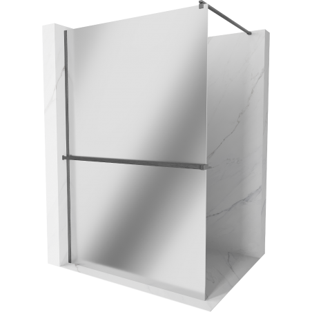 Mexen Kioto+ Duschwand mit Ablage Walk-in 100 x 200 cm, Spiegel, Gun Gray gebürstet - 800-100-121-66-50