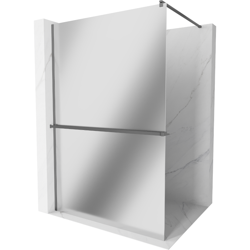 Mexen Kioto+ Duschwand mit Regal Walk-in 70 x 200 cm, Spiegel, Gun Metal - 800-070-121-95-50