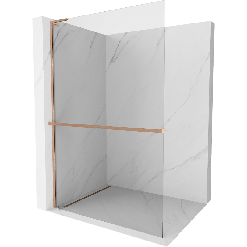 Mexen Kioto+ L Duschwand mit Ablage Walk-in 50 x 200 cm, transparent, gebürstetes Kupfer - 800-050-123-65-00