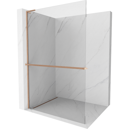 Mexen Kioto+ L Duschwand mit Regal Walk-in 85 x 200 cm, transparent, gebürstetes Kupfer - 800-085-123-65-00