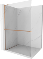 Mexen Kioto+ L Duschwand mit Ablage Walk-in 105 x 200 cm, transparent, gebürstetes Kupfer - 800-105-123-65-00