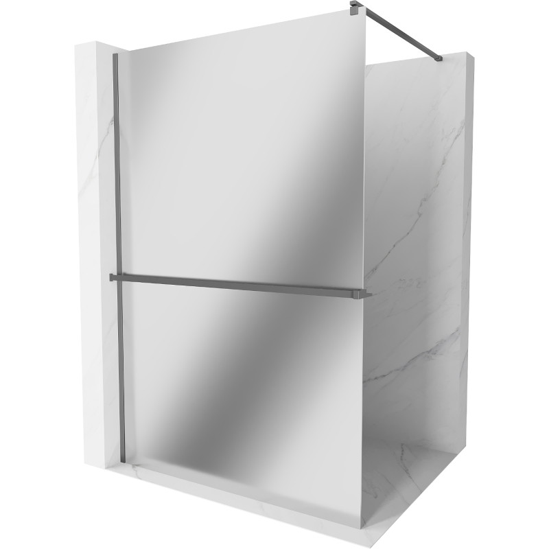 Mexen Kioto+ Duschwand mit Regal Walk-in 140 x 200 cm, Spiegel, Gun Metal - 800-140-121-95-50