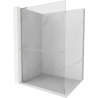 Mexen Kioto+ L Duschwand mit Ablage Walk-in 75 x 200 cm, transparent, gebürsteter Nickel - 800-075-123-97-00