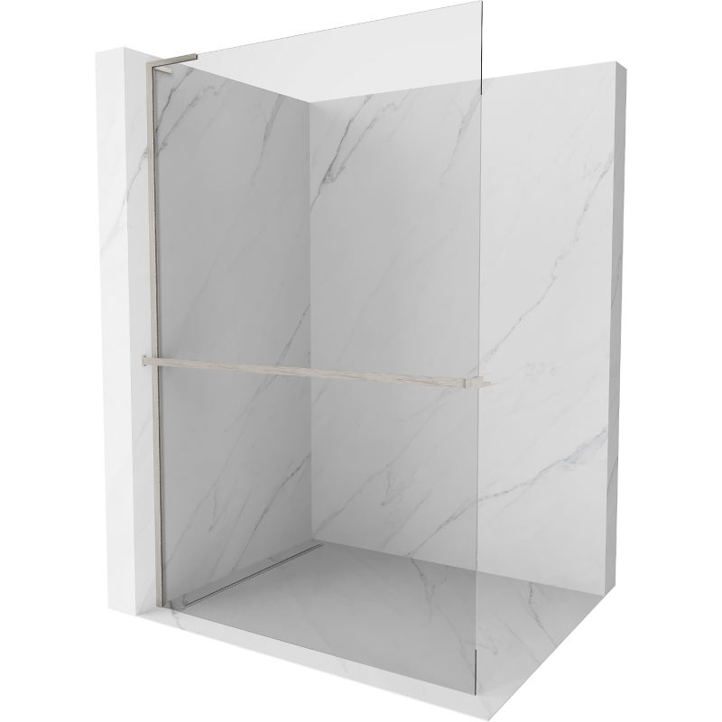Mexen Kioto+ L Duschwand mit Regal Walk-in 65 x 200 cm, transparent, gebürstetes Nickel - 800-065-123-97-00