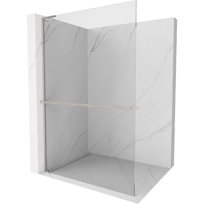 Mexen Kioto+ L Duschwand mit Ablage Walk-in 60 x 200 cm, transparent, gebürsteter Nickel - 800-060-123-97-00
