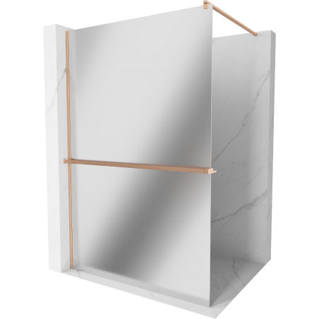 Mexen Kioto+ Duschwand mit Ablage Walk-in 110 x 200 cm, Spiegel, gebürstetes Kupfer - 800-110-121-65-50