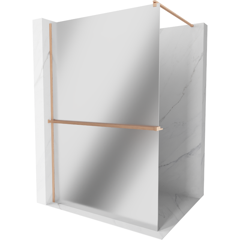 Mexen Kioto+ Duschwand mit Ablage Walk-in 120 x 200 cm, Spiegel, gebürstetes Kupfer - 800-120-121-65-50