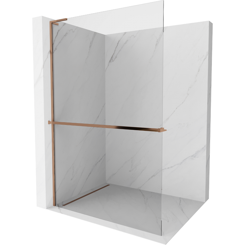Mexen Kioto+ L Duschwand mit Regal Walk-in 120 x 200 cm, transparent, Roségold - 800-120-123-60-00