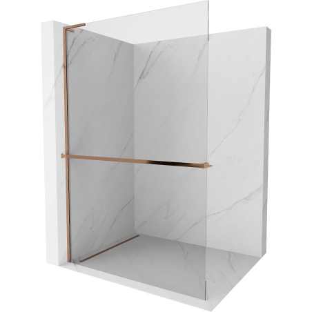Mexen Kioto+ L Duschwand mit Regal Walk-in 100 x 200 cm, transparent, Roségold - 800-100-123-60-00