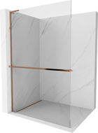 Mexen Kioto+ L Duschwand mit Regal Walk-in 100 x 200 cm, transparent, Roségold - 800-100-123-60-00