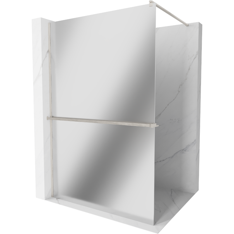 Mexen Kioto+ Duschwand mit Regal Walk-in 70 x 200 cm, Spiegel, gebürsteter Nickel - 800-070-121-97-50