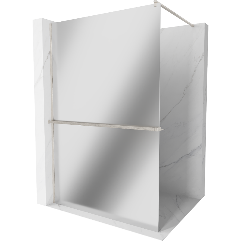 Mexen Kioto+ Duschwand mit Ablage Walk-in 90 x 200 cm, Spiegelglas, gebürsteter Nickel - 800-090-121-97-50