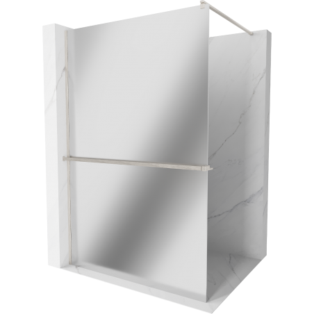 Mexen Kioto+ Duschabtrennung mit Regal Walk-in 110 x 200 cm, Spiegel, gebürsteter Nickel - 800-110-121-97-50