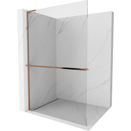 Mexen Kioto+ L Duschwand mit Ablage Walk-in 90 x 200 cm, transparent, Roségold - 800-090-123-60-00