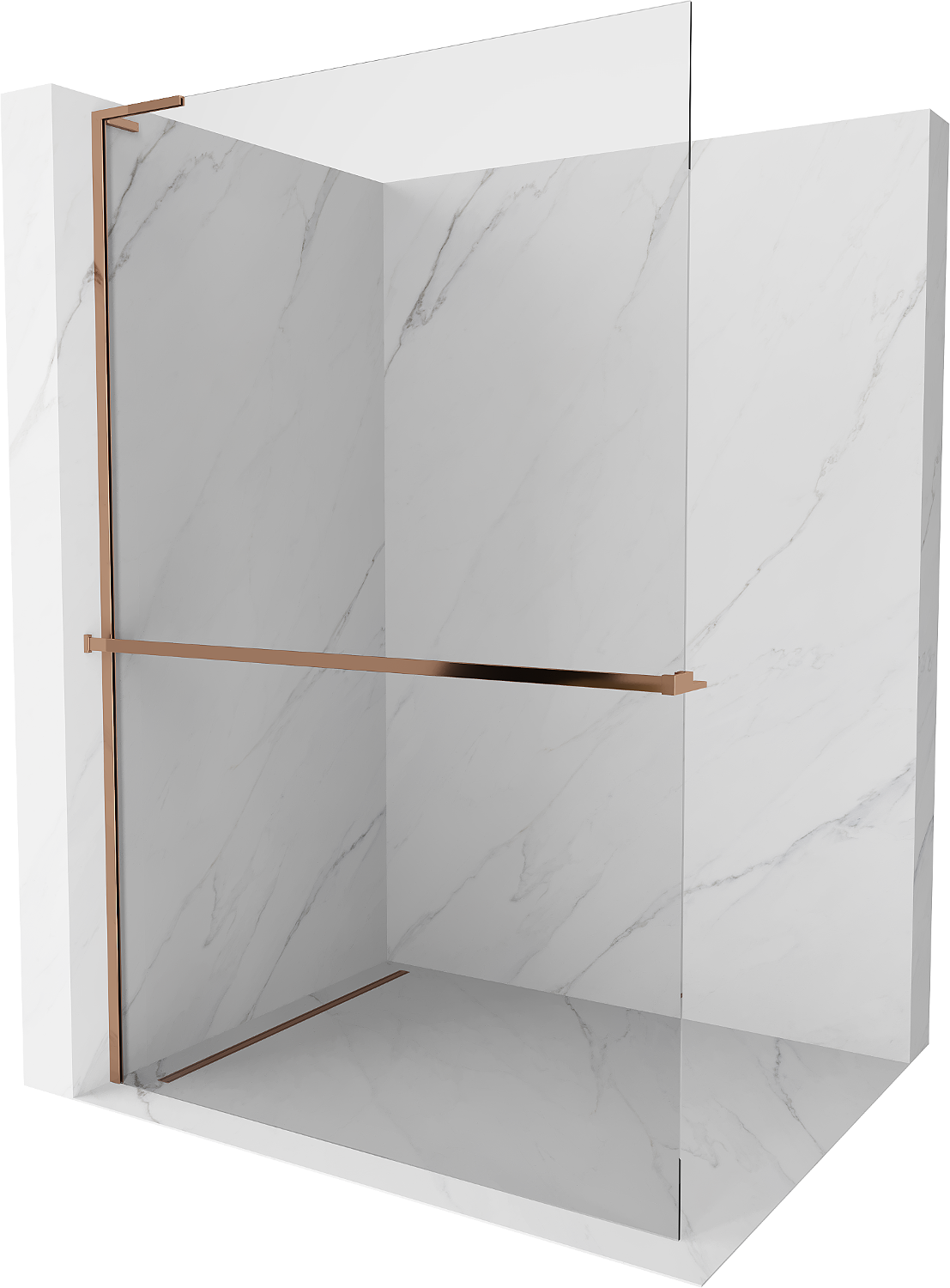 Mexen Kioto+ L Duschwand mit Regale Walk-in 80 x 200 cm, transparent, roségold - 800-080-123-60-00