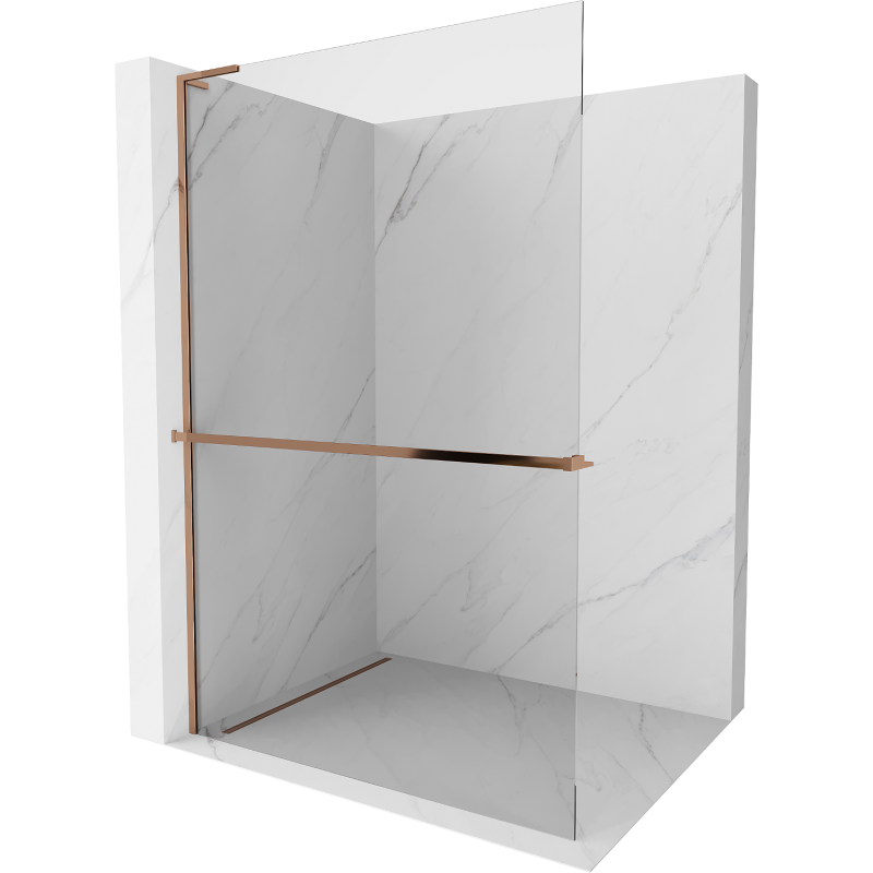 Mexen Kioto+ L Duschwand mit Regal Walk-in 70 x 200 cm, transparent, Roségold - 800-070-123-60-00