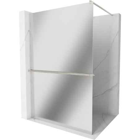 Mexen Kioto+ Duschwand mit Regal Walk-in 120 x 200 cm, Spiegel, gebürsteter Nickel - 800-120-121-97-50