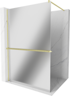 Mexen Kioto+ Duschwand mit Regal Walk-in 70 x 200 cm, Spiegel, gebürstetes Gold - 800-070-121-55-50