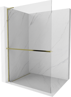 Mexen Kioto+ L Duschwand mit Regal Walk-in 110 x 200 cm, transparent, gold - 800-110-123-50-00