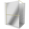 Mexen Kioto+ Duschwand mit Ablage Walk-in 140 x 200 cm, Spiegel, gebürstetes Gold - 800-140-121-55-50