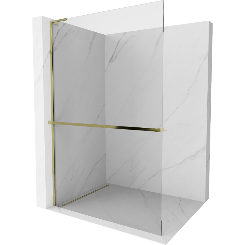 Mexen Kioto+ L Duschwand mit Regal Walk-in 70 x 200 cm, transparent, gold - 800-070-123-50-00