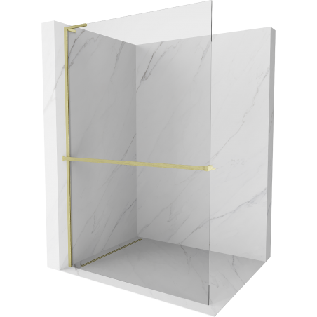 Mexen Kioto+ L Duschwand mit Ablage Walk-in 55 x 200 cm, transparent, gebürstetes Gold - 800-055-123-55-00