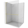 Mexen Kioto+ L Duschwand mit Ablage Walk-in 120 x 200 cm, transparent, gebürstet gold - 800-120-123-55-00