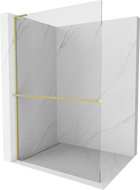 Mexen Kioto+ L Duschwand mit Ablage Walk-in 120 x 200 cm, transparent, gebürstet gold - 800-120-123-55-00