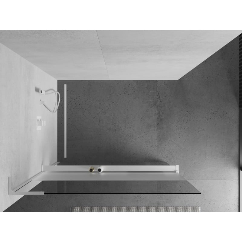 Mexen Kioto+ L Duschwand mit Regal Walk-in 80 x 200 cm, transparent/Frost, weiß - 800-080-123-20-35