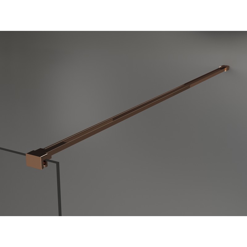 Mexen Kioto Duschwand Walk-in 100 x 200 cm, schwarzer Rahmen 8 mm, Roségold - 800-100-101-60-70
