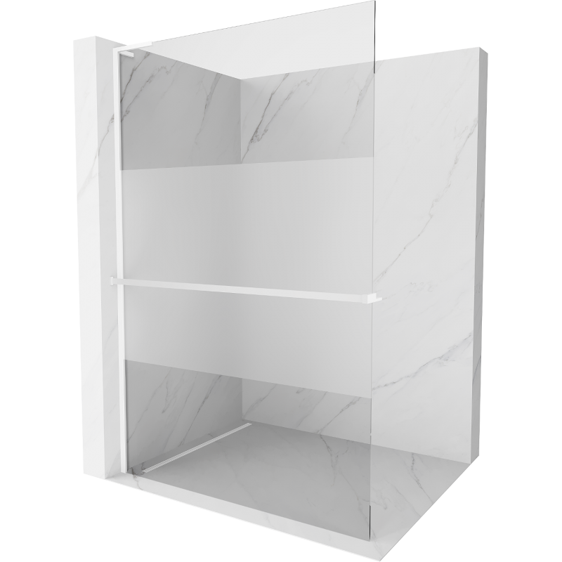 Mexen Kioto+ L Duschwand mit Regal Walk-in 80 x 200 cm, transparent/Frost, weiß - 800-080-123-20-35
