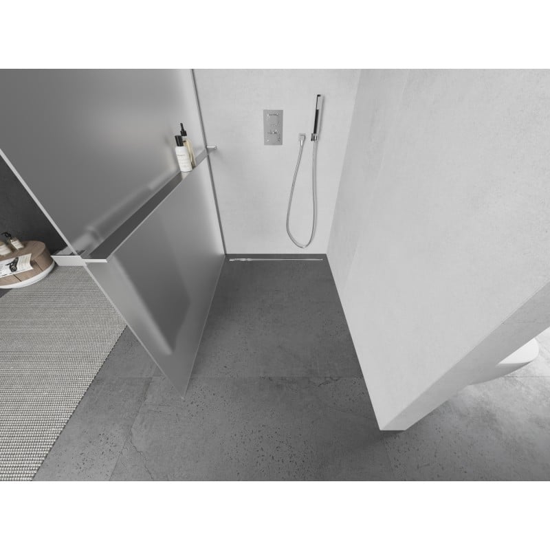 Mexen Kioto+ L Duschwand mit Regal Walk-in 110 x 200 cm, Frost, Chrom - 800-110-123-01-30