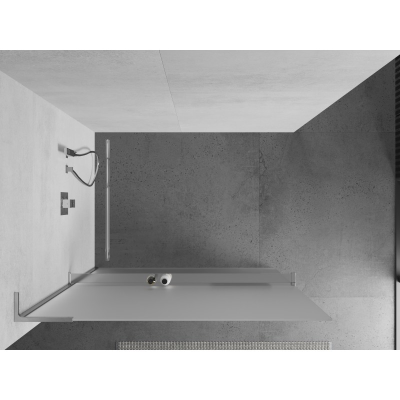 Mexen Kioto+ L Duschwand mit Ablage Walk-in 100 x 200 cm, Frost, Chrom - 800-100-123-01-30