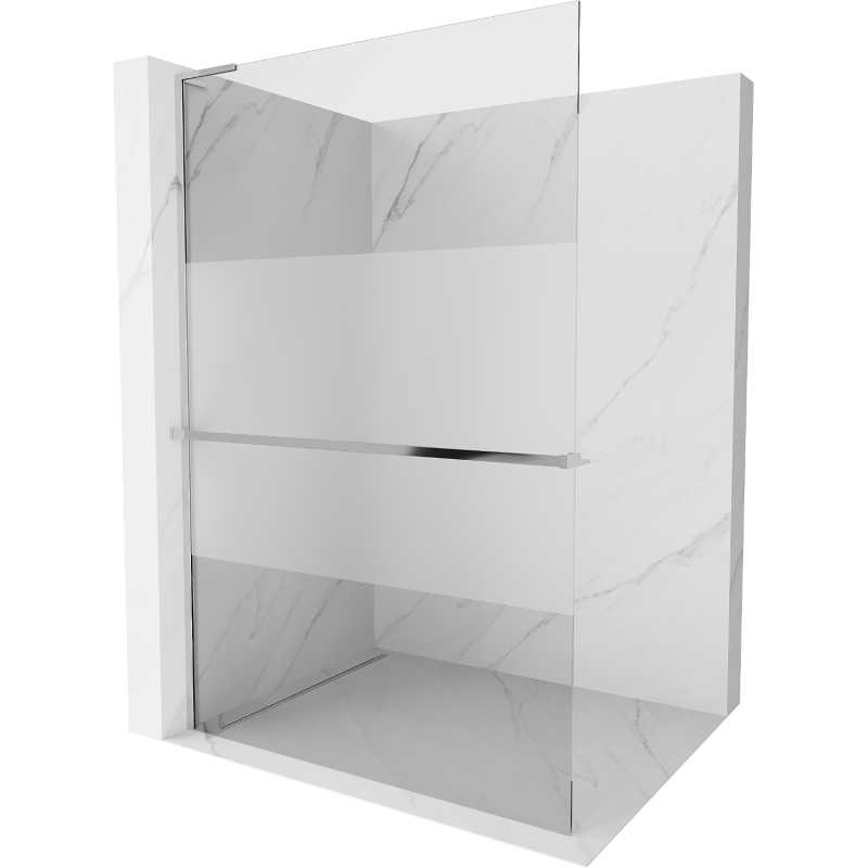 Mexen Kioto+ L Duschwand mit Ablage Walk-in 70 x 200 cm, transparent/gefrostet, chrom - 800-070-123-01-35