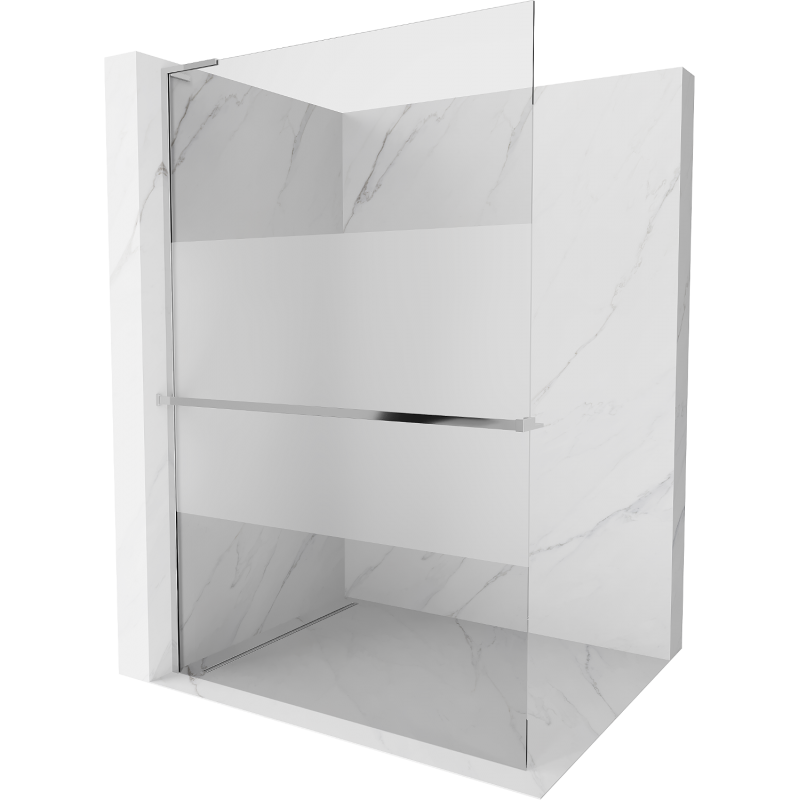 Mexen Kioto+ L Duschwand mit Regal Walk-in 100 x 200 cm, transparent/matt, Chrom - 800-100-123-01-35