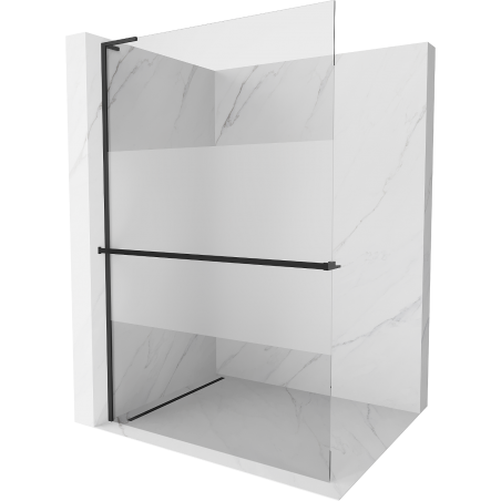 Mexen Kioto+ L Duschwand mit Regal Walk-in 100 x 200 cm, transparent/gefrostet, schwarz - 800-100-123-70-35