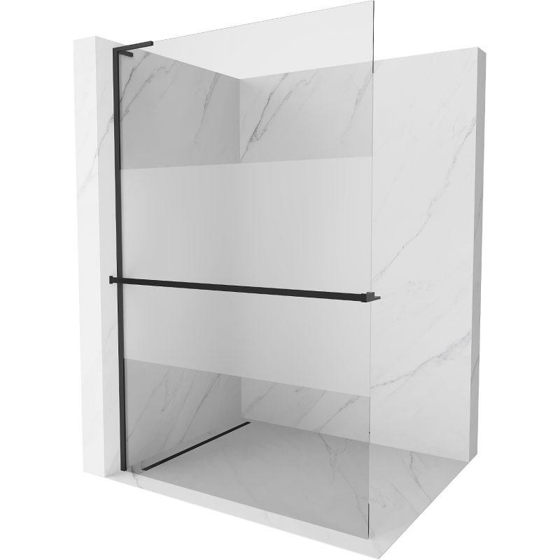 Mexen Kioto+ L Duschwand mit Ablage Walk-in 110 x 200 cm, transparent/matt, schwarz - 800-110-123-70-35