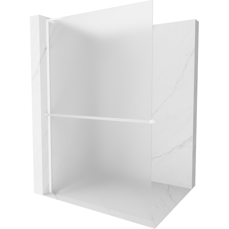 Mexen Kioto+ L Duschwand mit Ablage Walk-in 70 x 200 cm, matt, weiß - 800-070-123-20-30