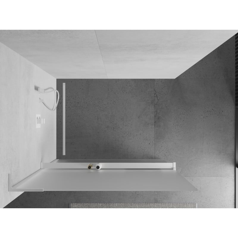 Mexen Kioto+ L Duschwand mit Ablage Walk-in 90 x 200 cm, Frost, Weiß - 800-090-123-20-30