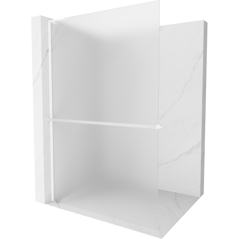Mexen Kioto+ L Duschwand mit Ablage Walk-in 100 x 200 cm, satiniert, weiß - 800-100-123-20-30