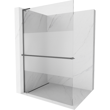 Mexen Kioto+ L Duschwand mit Regal Walk-in 110 x 200 cm, transparent/mattiert, Gun Metal - 800-110-123-95-35