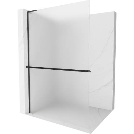 Mexen Kioto+ L Duschwand mit Ablage Walk-in 90 x 200 cm, Mattglas, Schwarz - 800-090-123-70-30