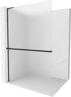 Mexen Kioto+ L Duschwand mit Ablage Walk-in 90 x 200 cm, Mattglas, Schwarz - 800-090-123-70-30