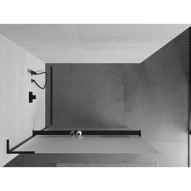 Mexen Kioto+ L Duschwand mit Regal Walk-in 70 x 200 cm, matt, schwarz - 800-070-123-70-30