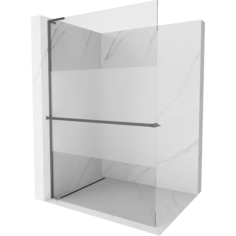 Mexen Kioto+ L Duschwand mit Regal Walk-in 120 x 200 cm, transparent/matt, Gun Metal - 800-120-123-95-35