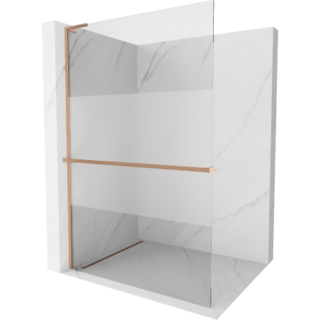 Mexen Kioto+ L Duschwand mit Ablage Walk-in 80 x 200 cm, transparent/matt, gebürstetes Kupfer - 800-080-123-65-35