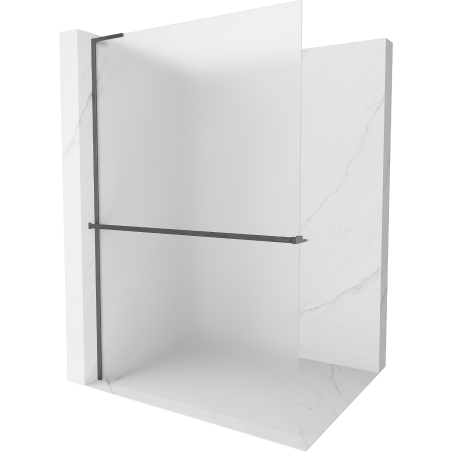 Mexen Kioto+ L Duschtrennwand mit Regal Walk-in 120 x 200 cm, matt, gebürstetes Gun Gray - 800-120-123-66-30