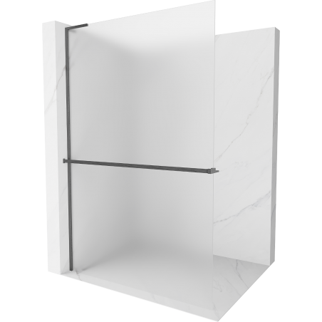 Mexen Kioto+ L Duschwand mit Regal Walk-in 110 x 200 cm, Mattglas, gebürstet Gun Gray - 800-110-123-66-30
