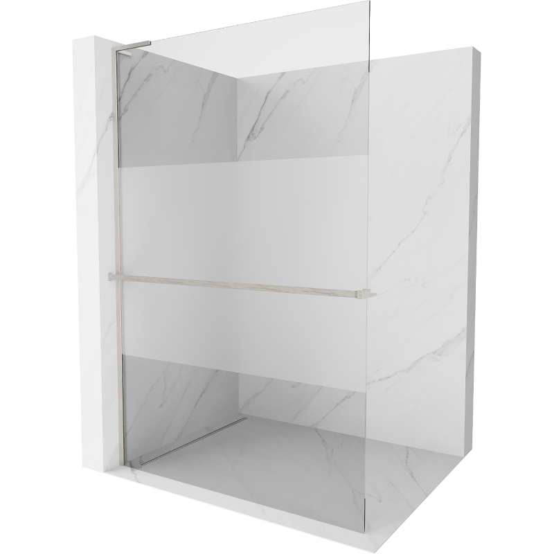 Mexen Kioto+ L Duschwand mit Regal Walk-in 70 x 200 cm, transparent/Eis, gebürsteter Nickel - 800-070-123-97-35