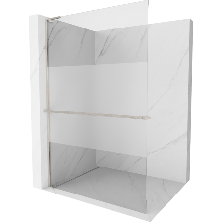 Mexen Kioto+ L Duschwand mit Regal Walk-in 70 x 200 cm, transparent/Eis, gebürsteter Nickel - 800-070-123-97-35